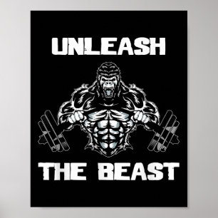 Entfessle Gorilla Bodybuilding Motivationsgeschenk Poster