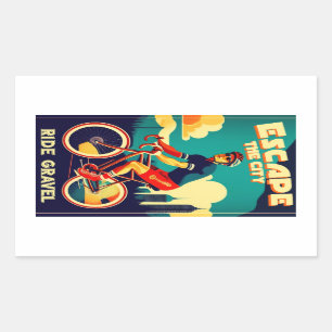 Entfliehen Sie dem Stadtrundfahrrad Rechteckiger Aufkleber