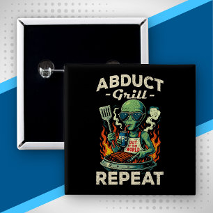 Entführt Grill Wiederhole Retro BBQ Kochen Lustig  Button