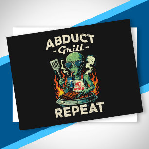 Entführt Grill Wiederhole Retro BBQ Kochen Lustig Feiertagspostkarte