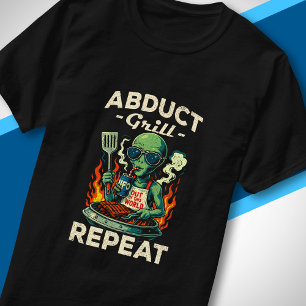 Entführt Grill Wiederhole Retro BBQ Kochen Lustig  T-Shirt