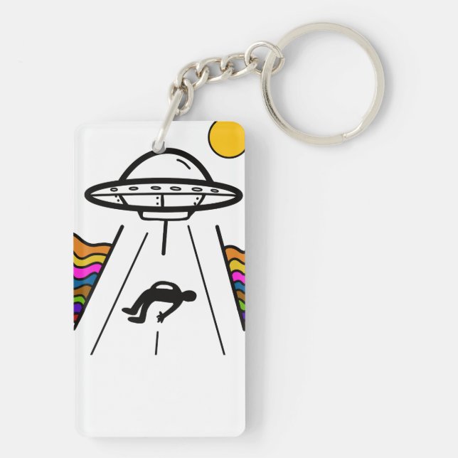 Entführung eines Raumschiffs der UFO-Alien Schlüsselanhänger (Rückseite)