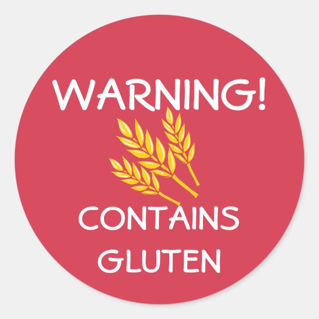 Enthält Gluten Food Allergy Alert Red Runder Aufkleber (Vorderseite)