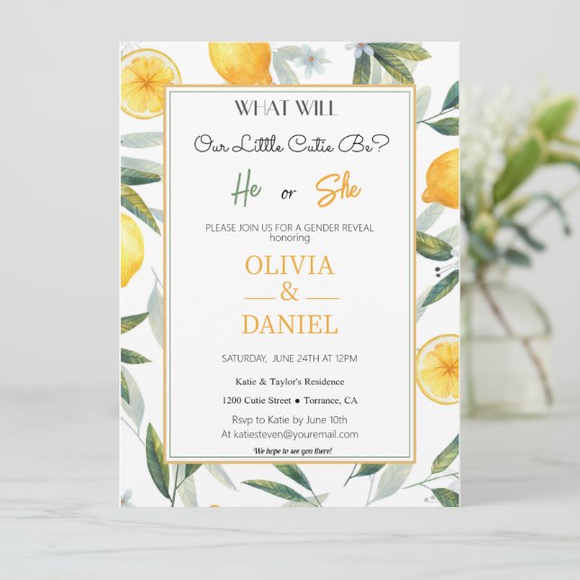 Enthüllung der Süsse der Whimsical Floral Einladung (Stehend Vorderseite)