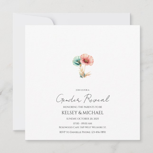 Enthüllung des Blauen oder rosa Wasserfarbengeschl Einladung (Vorderseite)