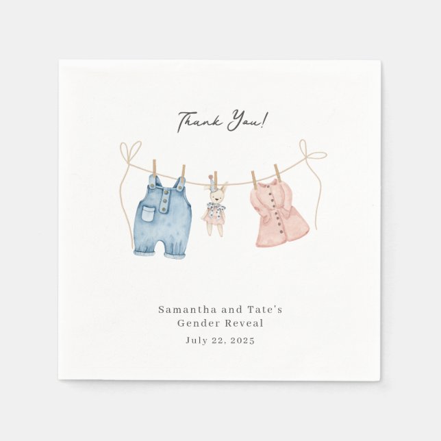 Enthüllung des Geschlechts in blau und rosa Serviette (Vorderseite)