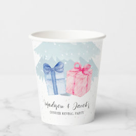 Enthüllung über blaue oder rosa Geschenke Pappbecher