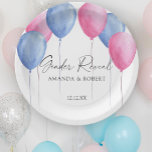 Enthüllung über das Geschlecht von Aquarellonen Pappteller<br><div class="desc">Mädchen oder Junge. Blau oder Rosa. Aquarellfarben Rosa und Blaue Balloons mit Geschlecht offenbaren Party. Das Geschlecht offenbart das Party ist mit einem Aquarellballon in Rosa und Blau dekoriert.</div>