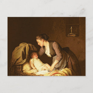 Entkleiden des Babys, 1880 Postkarte