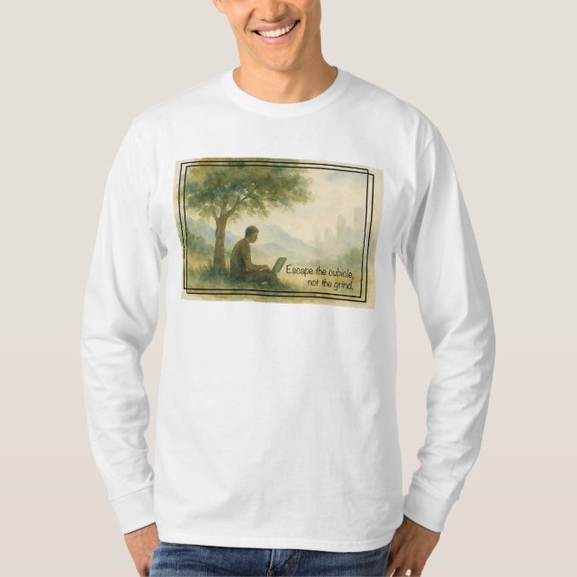 Entkommen Sie der digitalen Arbeit von Cubicle Nom T-Shirt (Vorderseite)