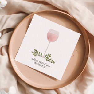 Entkorken Sie das Rosé-Weinglas Hochzeit, Brautpar Serviette