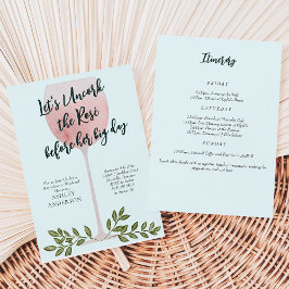 Entkorken Sie den Rosé Wine Watercolor-Junggeselin Einladung