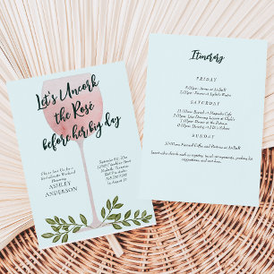 Entkorken Sie den Rosé Wine Watercolor-Junggeselin Einladung