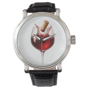 Entkorkte Liebe Elegantes Wein-Splash-Hochzeitsges Armbanduhr