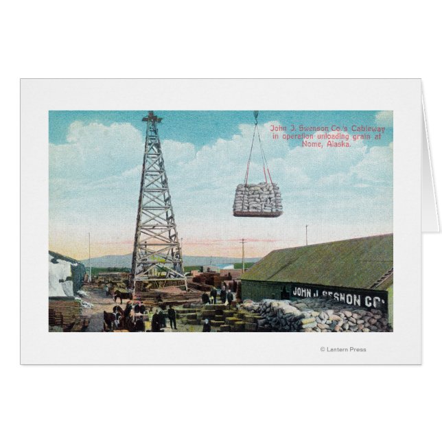 Entladen von Getreide auf der Swenson Co. Seilbahn (Vorderseite (Horizontal))