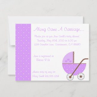 Entlang der Carriage Lila Baby Shower Einladung