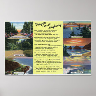 Entlang der Oregon Coast Highway mit einem Gedicht Poster