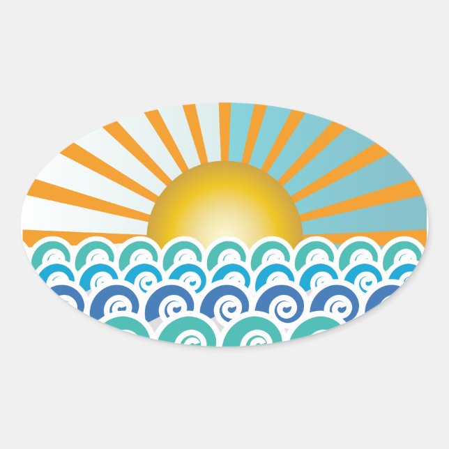 Entlang der Waves Blue Oval Aufkleber (Vorderseite)