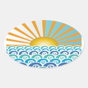 Entlang der Waves Blue Oval Aufkleber