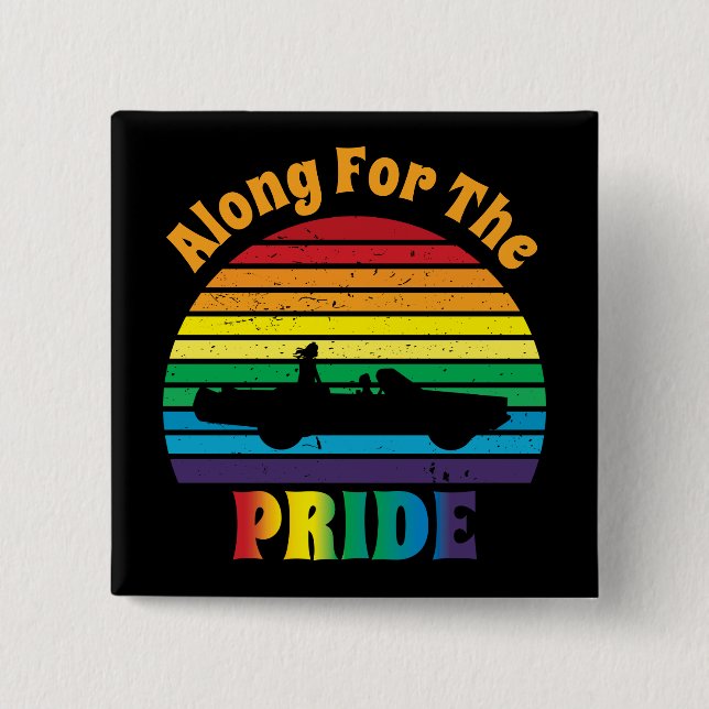 Entlang des Pride Retro 70's Regenbogen Sunset Button (Vorderseite)