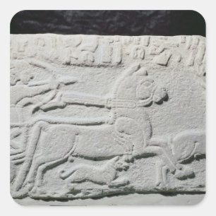 Entlastung, die eine Rotwildjagd darstellt Quadratischer Aufkleber