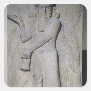 Entlastung, die einen Winged Geist darstellt Quadratischer Aufkleber