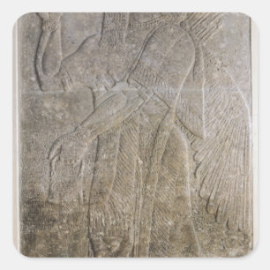 Entlastung, die einen Winged Geist darstellt Quadratischer Aufkleber