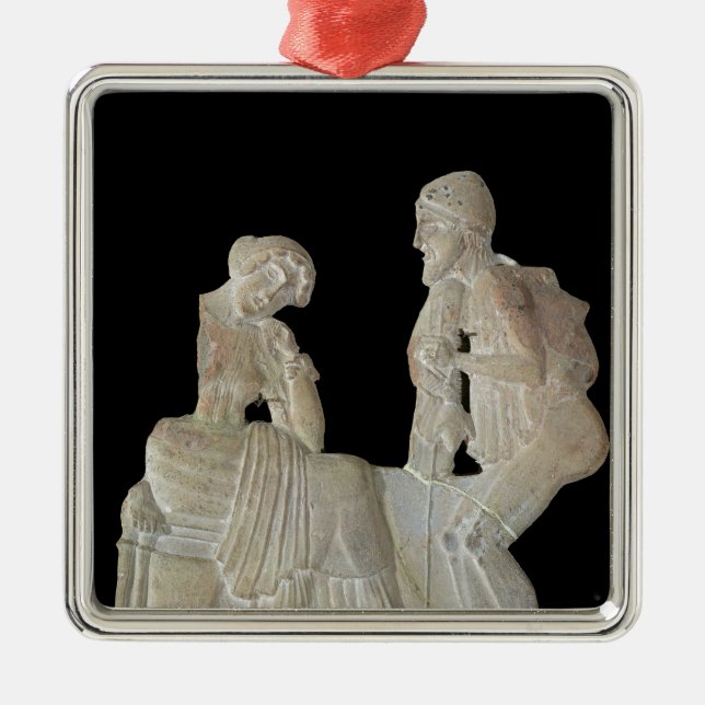 Entlastung, die Odysseus und Penelope darstellt Silbernes Ornament (Vorne)