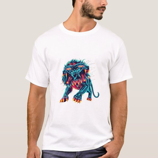 Entleash Roar: Cybernetic Lion T-Shirt (Vorderseite)