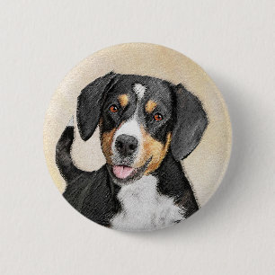 Entlebucher Mountain Dog Painting - Original Art Button