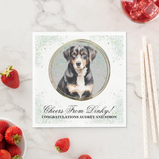 Entlebucher Mountain Dog Wedding Foto Napkins Serviette (Beispiel)