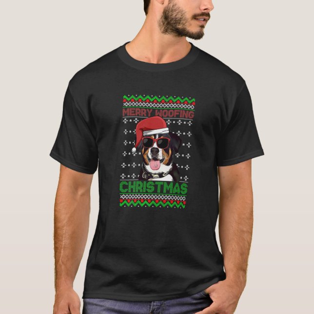 Entlebucher Mountain Hund Hund Funny Merry Woofing T-Shirt (Vorderseite)