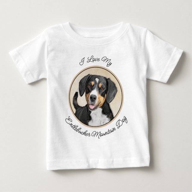 Entlebucher Mountain Hunde Malerei Original Hunde  Baby T-shirt (Vorderseite)