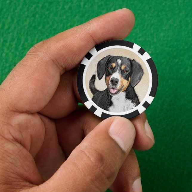Entlebucher Mountain Hunde Malerei Original Hunde  Pokerchips (Hand)