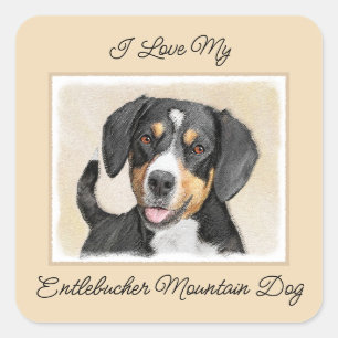 Entlebucher Mountain Hunde Malerei Original Hunde Quadratischer Aufkleber