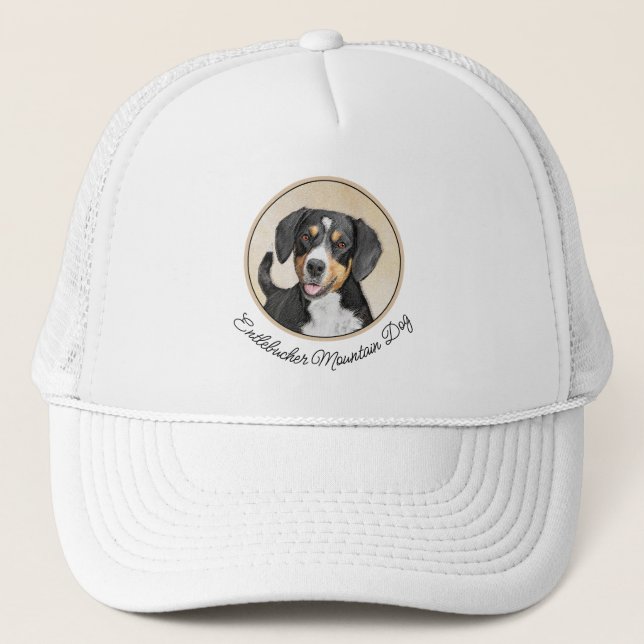 Entlebucher Mountain Hunde Malerei Original Hunde  Truckerkappe (Vorderseite)