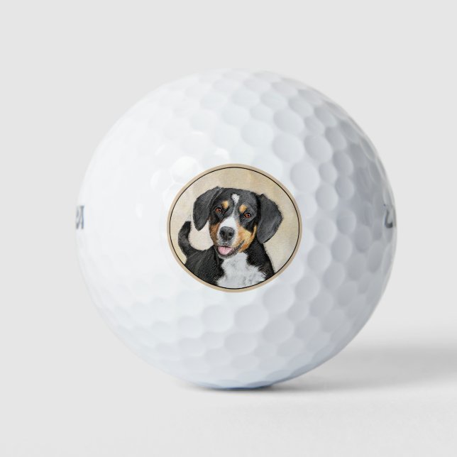 Entlebucher Mountain Hunde Malerei - Originelle Ku Golfball (Vorderseite)