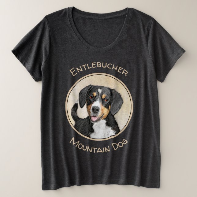 Entlebucher Mountain Hunde Malerei - Originelle Ku Große Größe T-Shirt (Design vorne)