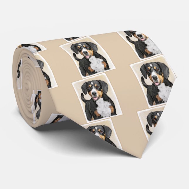 Entlebucher Mountain Hunde Malerei - Originelle Ku Krawatte (Gerollt)