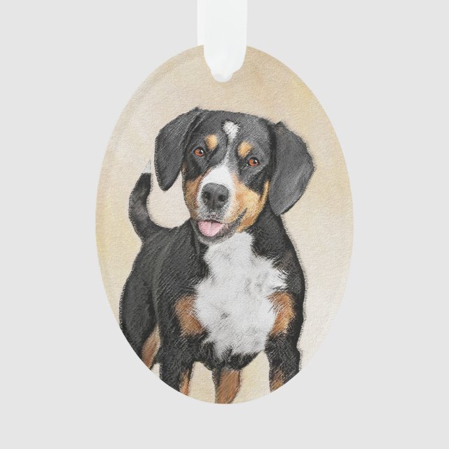 Entlebucher Mountain Hunde Malerei - Originelle Ku Ornament (Vorderseite)