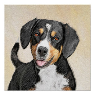 Entlebucher Mountain Hunde Malerei - Originelle Ku Poster