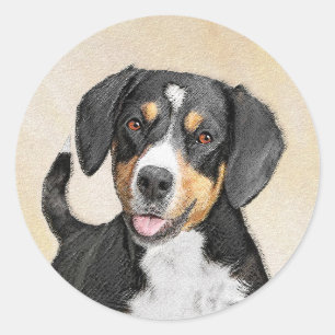 Entlebucher Mountain Hunde Malerei - Originelle Ku Runder Aufkleber