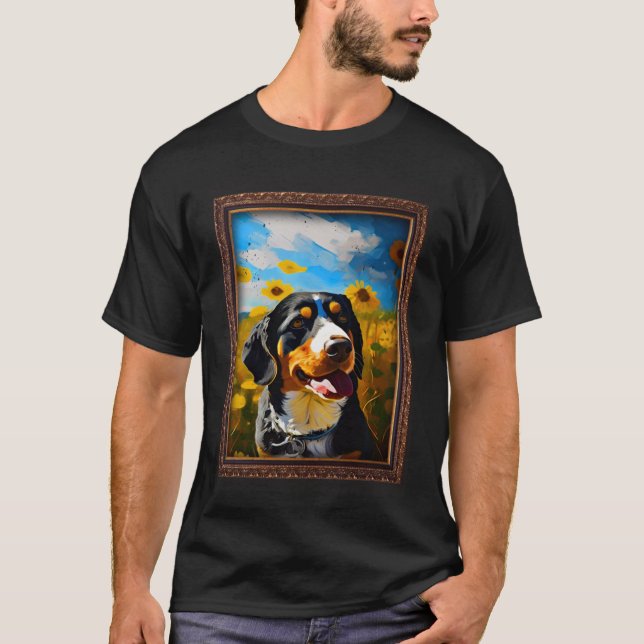 Entlebucher Mountain Malerei Sonnenblumen Blume Ma T-Shirt (Vorderseite)