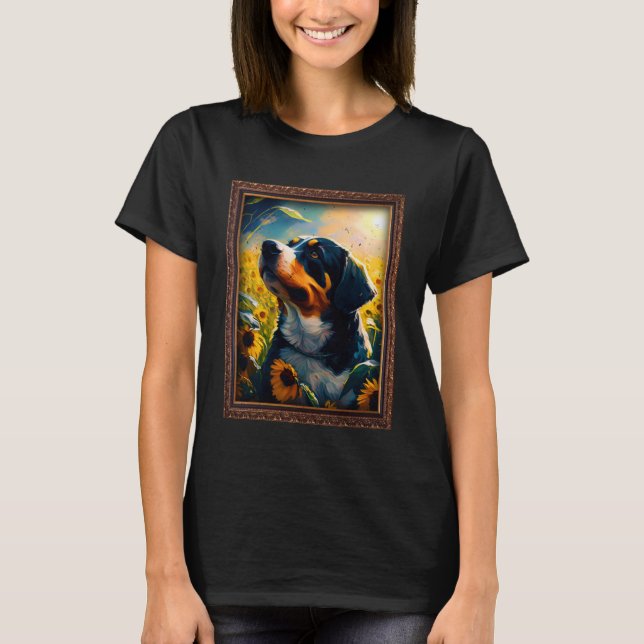 Entlebucher Mountain Malerei Sonnenblumen Blume Ma T-Shirt (Vorderseite)