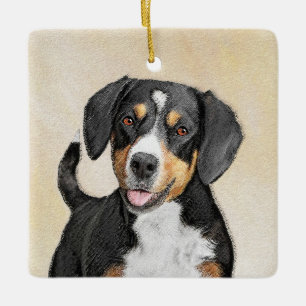 Entlebucher Mountainbike-Malerei - Original Art Keramikornament