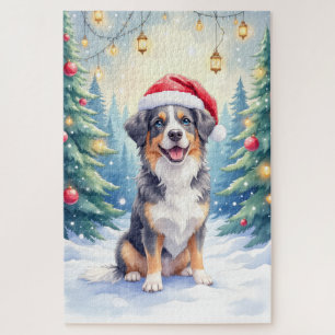 Entlebucher Sennenhund Schneewald Santa Puzzle