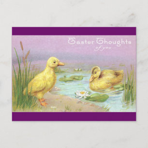Entlein, Wasser-Lilien und Cattails-Ostern-Karte Feiertagspostkarte