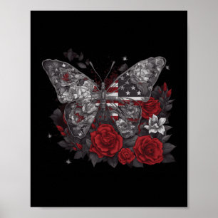 Entomologie US-Flagge Patriotisch 4. Juli mit Hint Poster