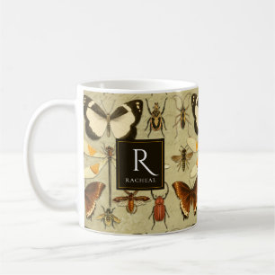 Entomologie Vintage-Illustration Altpapier Rustika Kaffeetasse