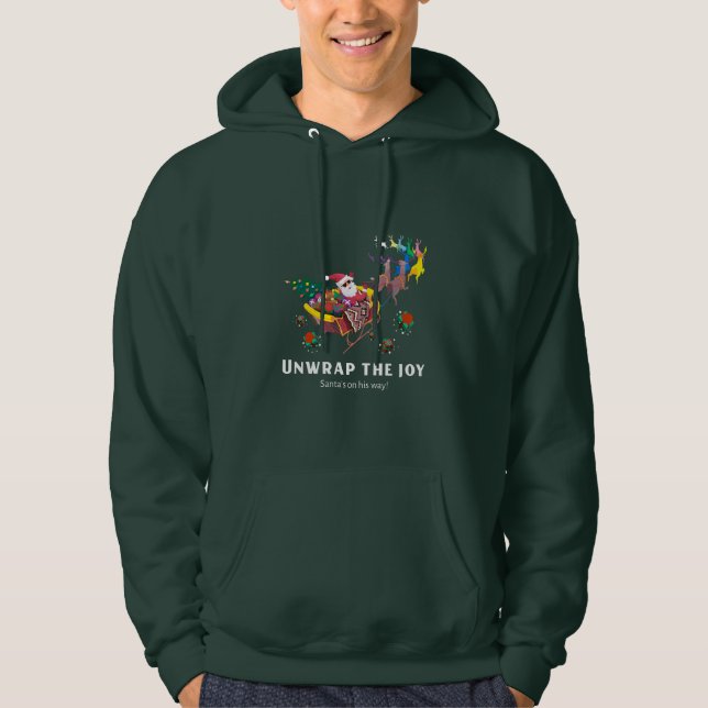 Entpacken Sie die Freude - der Weihnachtsmann ist  Hoodie (Vorderseite)